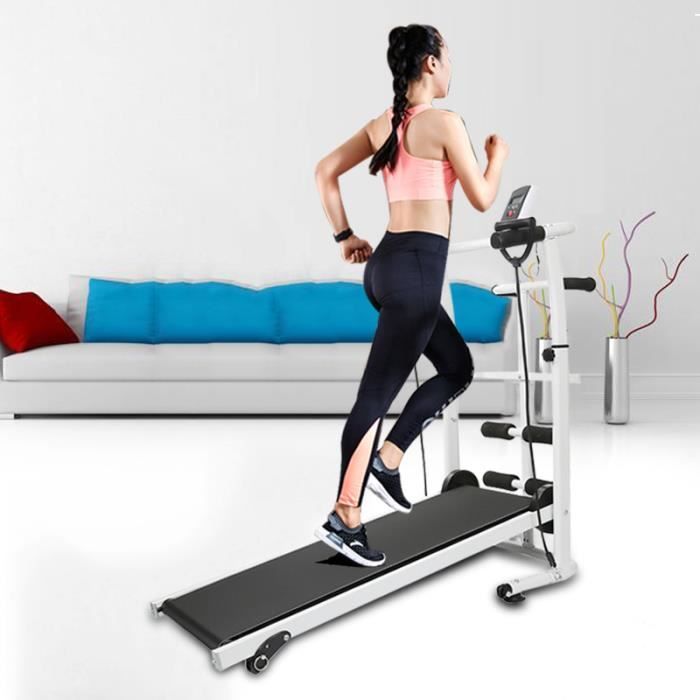 YIS Tapis de Course Tapis roulant Pliable Multifonction - Mécanique - avec Ecran LED et Accoudoir, pour Maison/Bureau - Noir