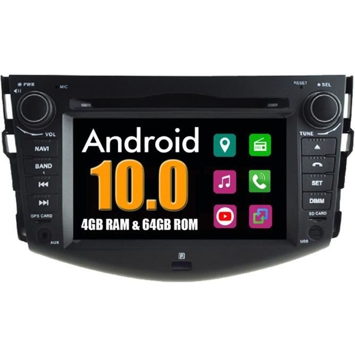 RoverOne Autoradio Bluetooth GPS Navigation pour Toyota RAV4 2008-2012 Android Stéréo DVD MirrorLink WiFi
