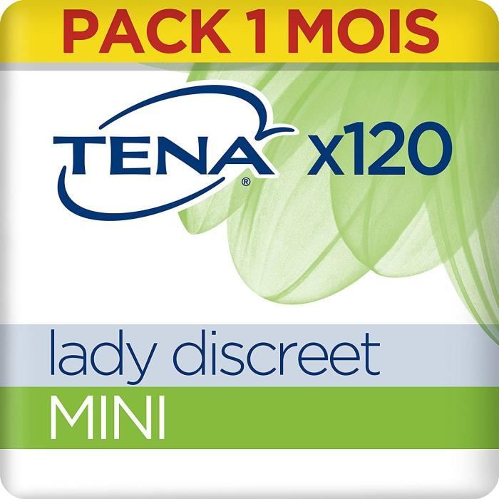 Tena Lady Discreet Mini Serviettes pour Fuites Urinaires - Incontinence (Pack 1 mois de 120 Serviettes)