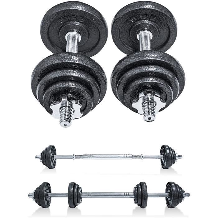 CANMALCHI Ensemble d'haltères réglables pour homme et femme de 20 kg - Noir - Parfait pour le bodybuilding, le fitness, l'halté A36
