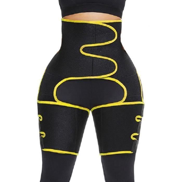 Ceinture de Fitness Réglable Jambe Abdominal Fesses Shaper Femme Minceur Amincissante Taille haute jaune S-M Wir55
