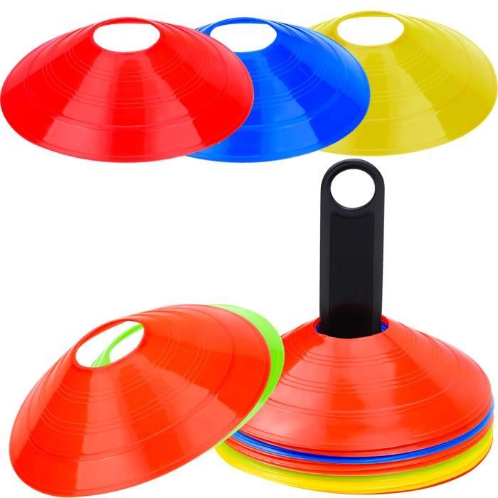 Lot de 20 Plots de Marquage pour L’entraînement au Football, Marquage de Cônes Variété de Couleurs Plot Sport Accessoire Essentiel