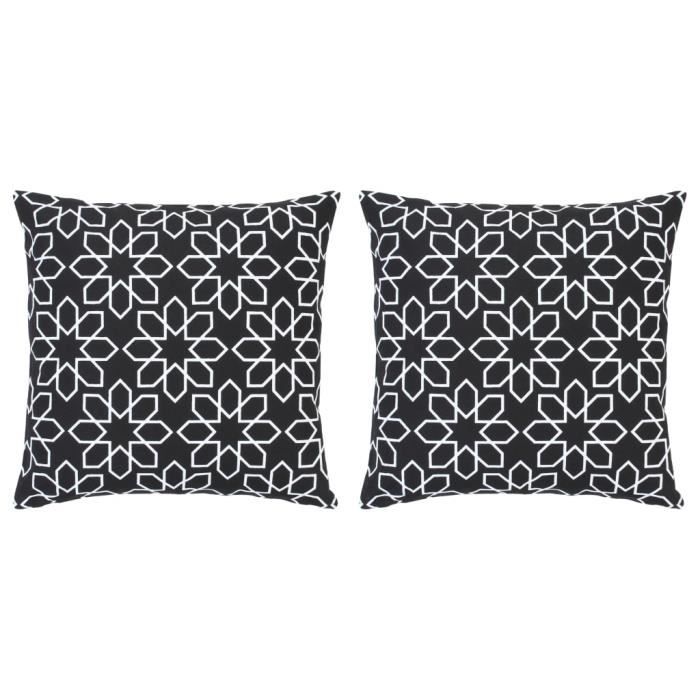 ETO*Coussins imprimés 2 pcs Noir et blanc 40x40 cm Coton Avec un design imprimé moderne