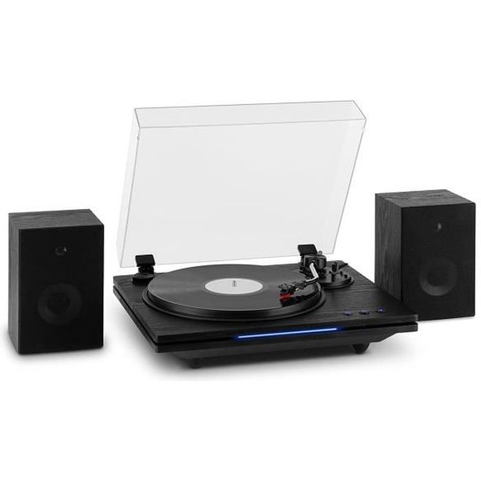 auna TT-Play PLUS - Platine vinyle 3 vitesses avec Bluetooth , Haut-parleurs stéréo 20W , Pitch Control - noir
