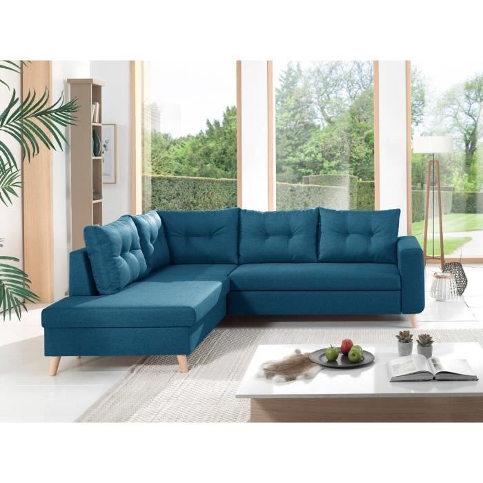 Canapé d'angle Bleu Tissu Design Petit