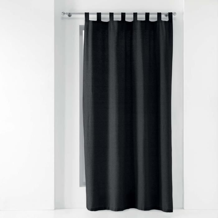 CDaffaires Rideau a passants 140 x 240 cm polycoton uni texas Noir