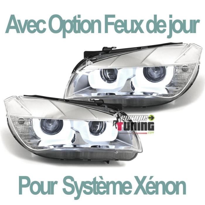 PHARES FEUX DE JOUR DRL ECLAIRAGE LED EN U BMW X1 E84 2012-2015 AU XENON (04653)