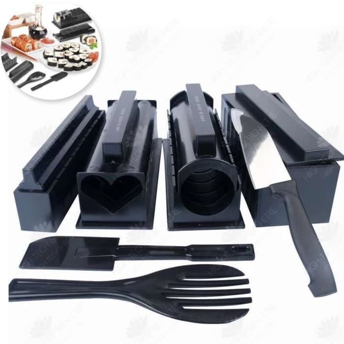 HTBE® 10 pièces ensemble de boule de riz moule sushi machine sushi machine algues riz outil ménage bricolage sushi outil noir moule