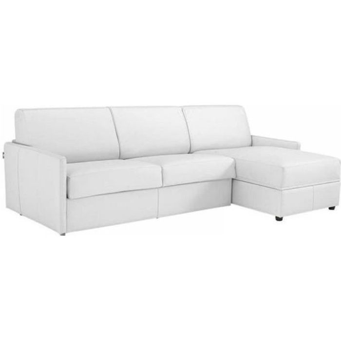 Canapé d'angle Blanc Cuir Confort