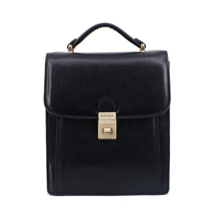 Sacoche en croûte de cuir homme Noir