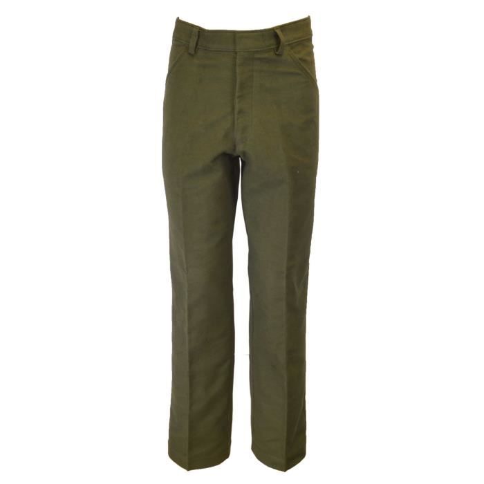 Walker & Hawkes - Pantalon classique pour homme - moleskine 100 % coton - Olive - jambe normale W34 jambe normale