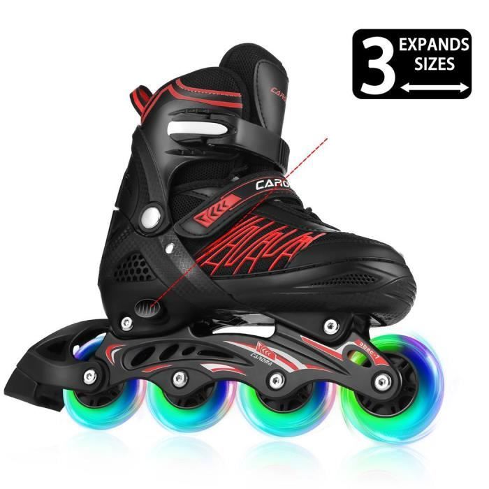 Roller in line réglable, Roller Inline Unisexe Patins Adultes Filles Skates Garçons, avec 4 roues lumineux (Taille 31-42)