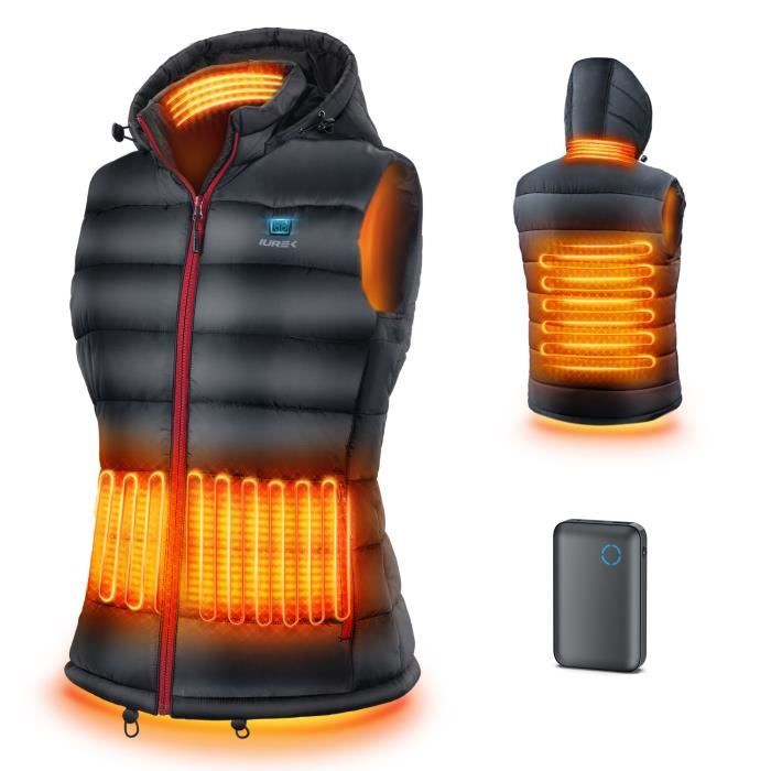 Gilet Chauffant intelligent pour femmes - IUREK - Vêtements chauffants, 4 Zones de Chauffage, 3 Températures