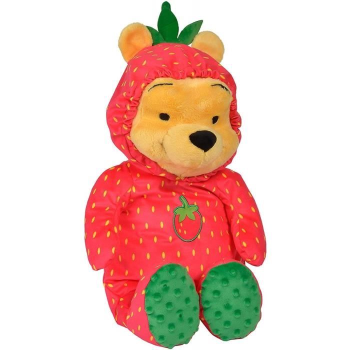 Peluche Winnie En Grenouillere Fraise Rouge 34 Cm - Pyjama - Doudou Disney - Peluche Enfant