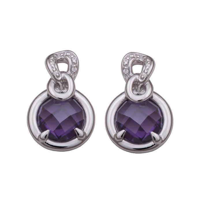 ORPHELIA Boucle d'oreille argent zircon amethyste