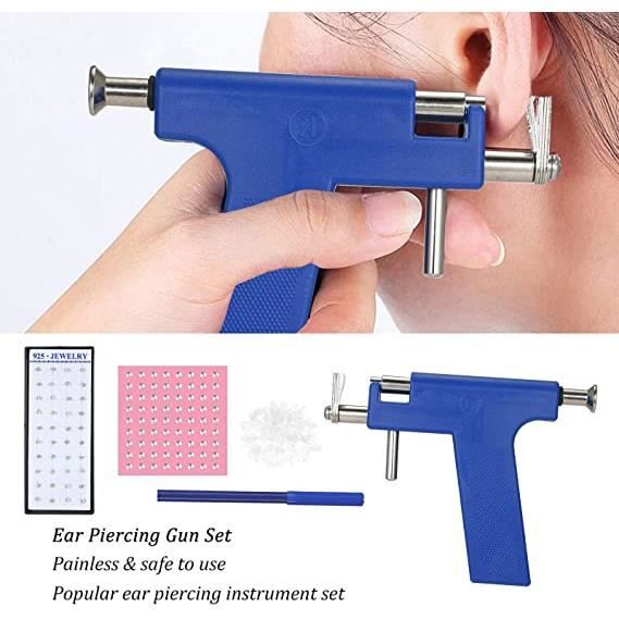 Pistolet de piercing d'oreille,SPECOOL Pistolet de perçage d'oreille indolore Professionnel Corps avec 98 Pièces Boucles