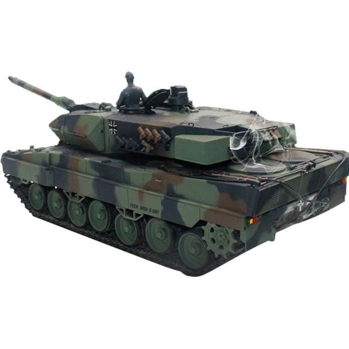 TD® Modèle de char télécommandé 2.4G 1:16 allemand Leopard 2A6 bataille infrarouge peut fumer grande simulation vitesse variable