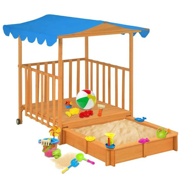 vidaXL Maison de jeu d'enfants et bac à sable Bois de sapin Bleu UV50