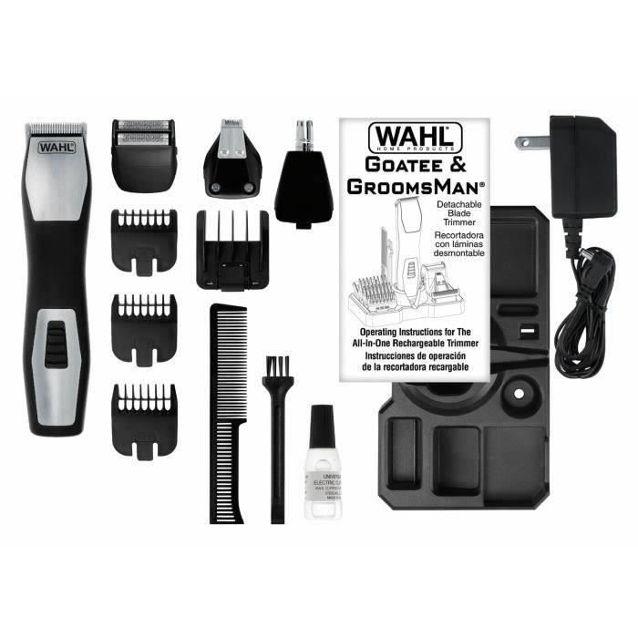WAHL Tondeuse Multifonction Groomsman Pro 09855-1216 - Tondeuse barbe et corps - Guides de coupe barbe - 6 sabots - Peigne barbe