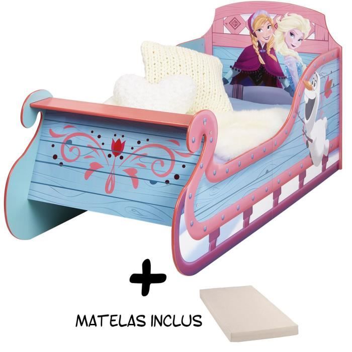 Lit enfant Traineau Reine des Neiges avec rangement Disney + Matelas