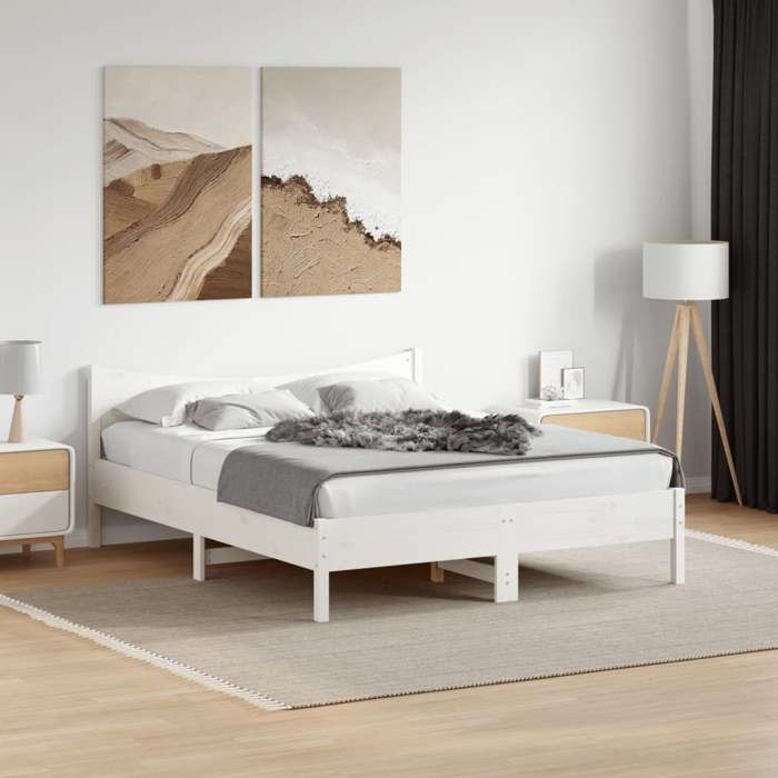 vidaXL Cadre de lit sans matelas blanc 160x200 cm bois de pin massif 3216364
