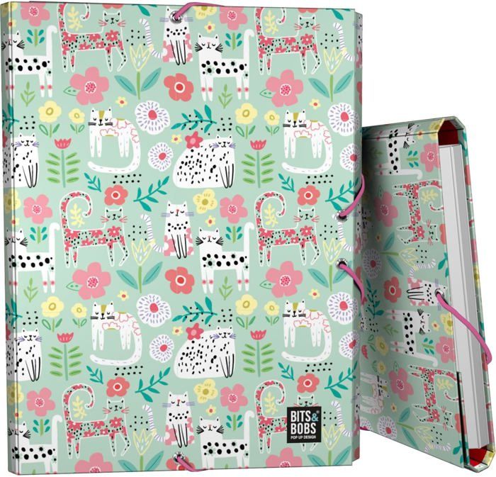 Classeur 3 Rabats Carton Rigide Grafoplas - Collection Mafalda Bird, Format A4, Fermeture élastique - 8