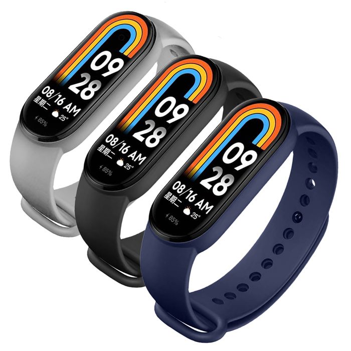 Lot de 3 Bracelet pour Xiaomi Mi Band 5/Xiaomi Mi Band 6/Xiaomi Mi Band 7 couleurs Noir-Gris-Bleu Marine - Visiodirect -
