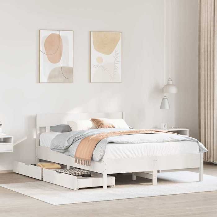 vidaXL Cadre de lit sans matelas blanc 160x200 cm bois de pin massif 3301861