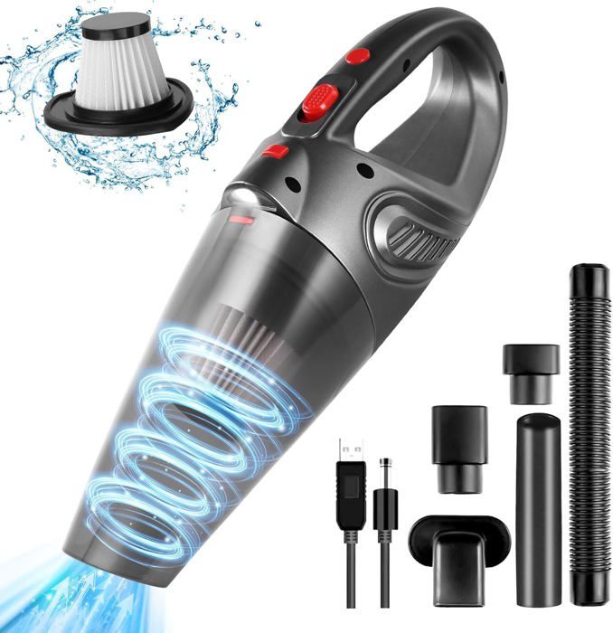 Aspirateur à Main Sans Fil 15000 Pa EVARY - Mini Aspirateur Voiture Portable Rechargeable LED