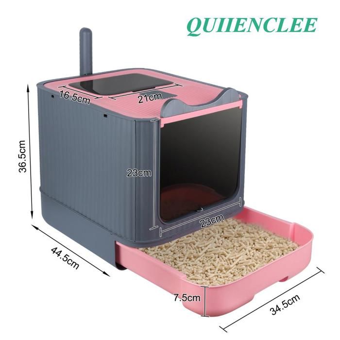 Comparer les prix de QUIIENCLEE-Bac à litière pour chat 44.5*36.5*34.5cm Bac à litière pour jeunes et vieux chats