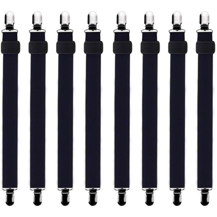 Tendeur Drap Housse Lit Drap Réglable - Tendeurs de Maintien - Convient à Tous Lits et Matelas - 8Pcs (60cm à 200cm) - Noir