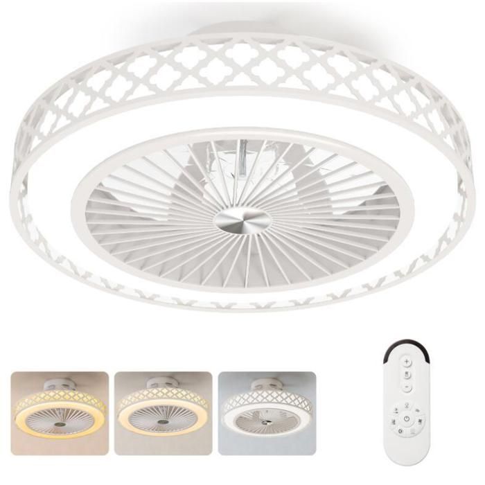 Ventilateur Plafond Silencieux - RELAX4LIFE - 6 Vitesses - Conception Réversible - Lumière LED Réglables - Télécommande - Dia 48CM - Relax4Life