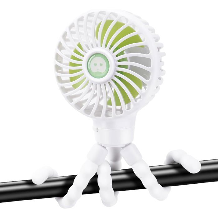 Ventilateur de poussette - HANDEIU - Rechargeable - 3 vitesses - Rotation 360° - 2000 mAh
