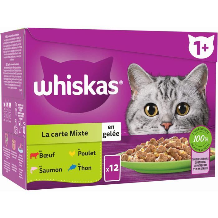 Meilleurs prix pour Nourriture pour chat - TWINBIRD - Pâtée Chat Stérilisé 48 Sachets Fraîcheur La Carte Mixte 4 Var en Gelée