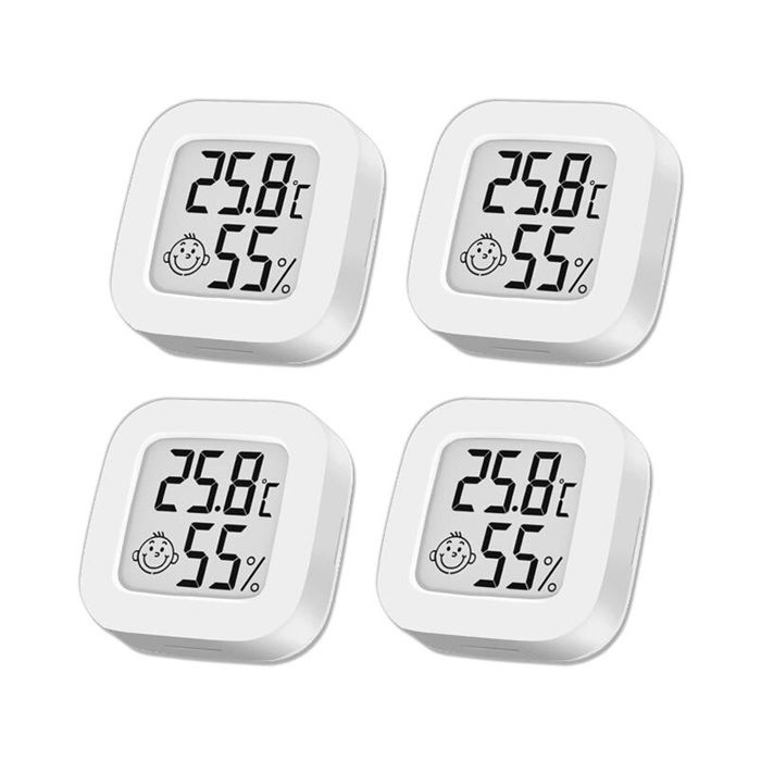 4pcs Thermometre Hygromètre intérieur Mini Hygromètre Thermomètre extérieur Digital Thermomètre pour Maison Terrarium Chambre Bébé
