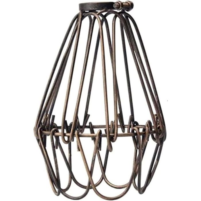 Angoily Abat-Jour Cage Métal Géométrique Vintage - Protection Lampe Suspendue