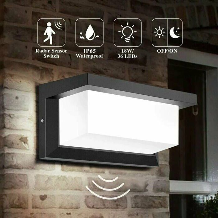 Applique murale extérieure LED - YYV - YYV - 18 W - 1800 lm - Capteur crépuscule & mouvement