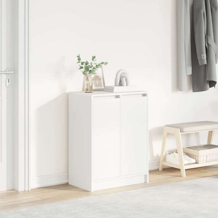 Blanc Armoire à chaussures - Meuble d’entrée pour Couloir/salon - blanc 57x34x76 cm - Bois dingénierie @sale26983