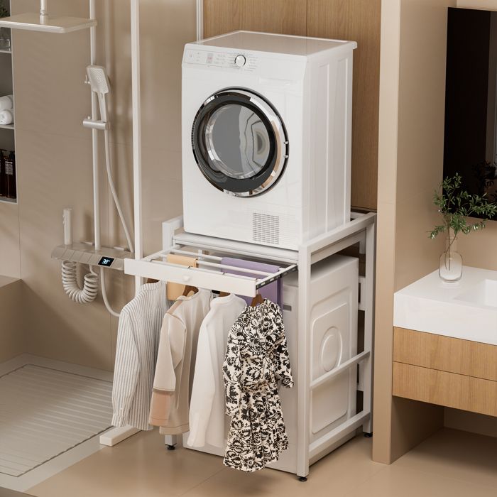 BIPLUT Armoire Étagère pour machine à laver salle de bain Étagère pour lave-linge séchant 63*73*105cm