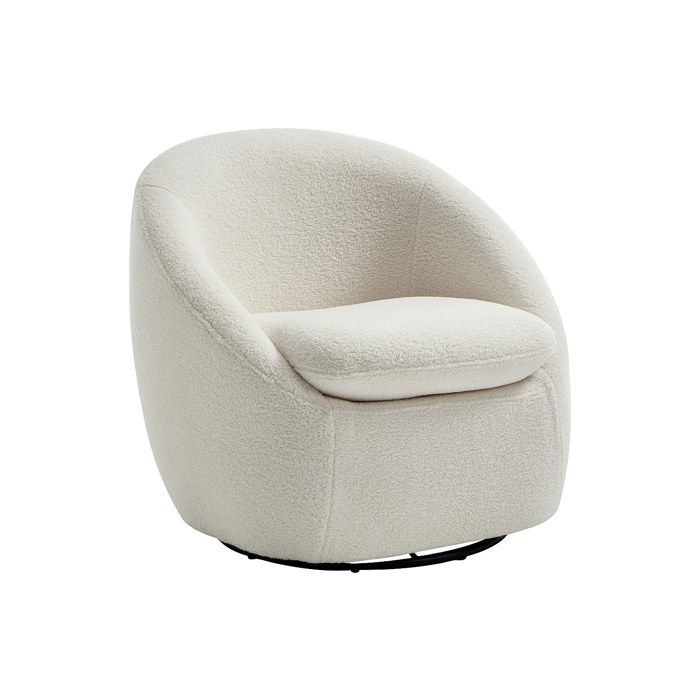 Fauteuil pivotant en tissu bouclette blanc NETALIO