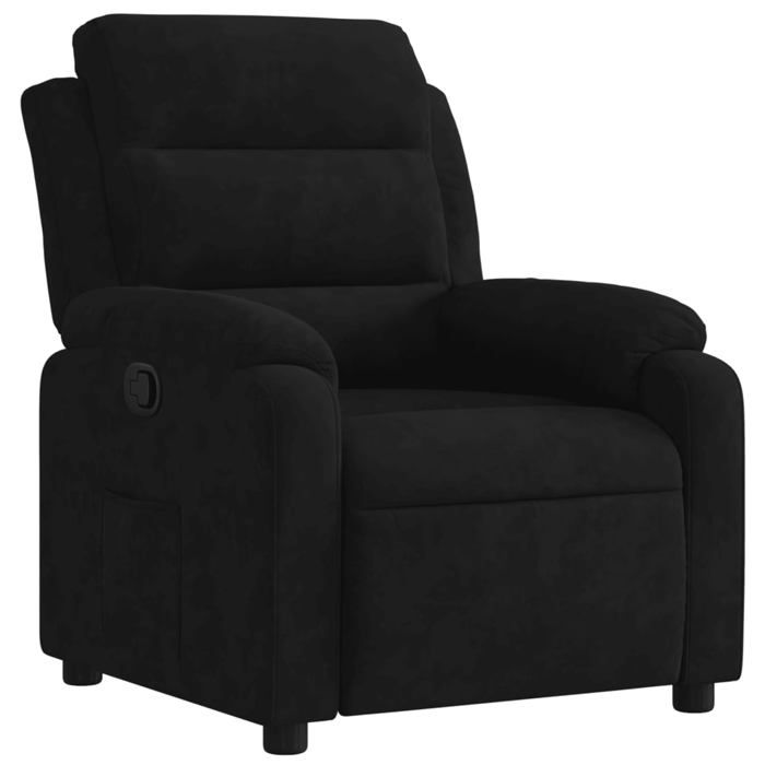 Black Friday Fauteuil inclinable(Fonction de levage) - Avec 2 poche latérale - noir velours - 75x925x100 cm