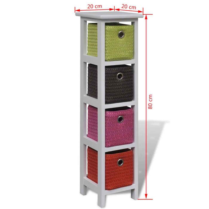 SALE dhiver Étagère de rangement - BURKE - desgin moderne - et paniers multicolores Bois de Paulownia AA1458