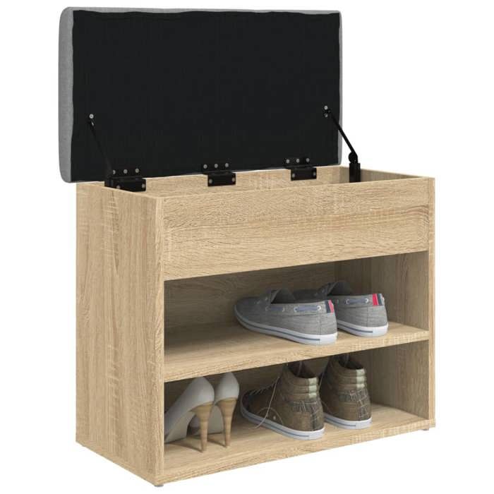 MGH - TOP Banc de rangement à chaussures - Meuble de couloir - chêne sonoma 62x32x50 cm - bois dingénierie MM462