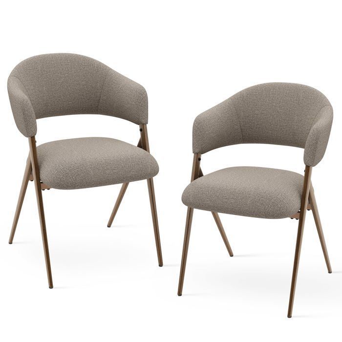 Lot de 2 Chaises de Salle à Manger Pieds en Métal – Design Ergonomique et Confortable Style Vintage - Marron