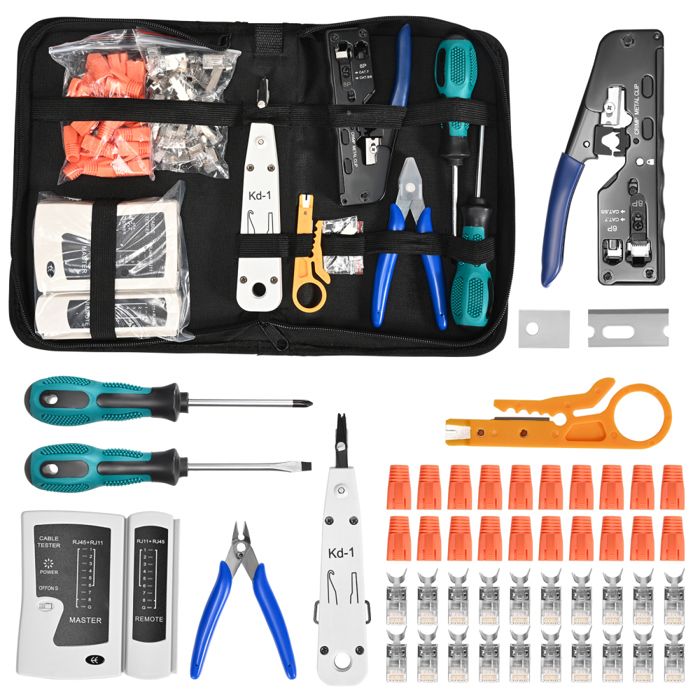 Kit d'outils de sertissage RJ45 avec 20 connecteurs RJ45 Cat7/Cat6a ...