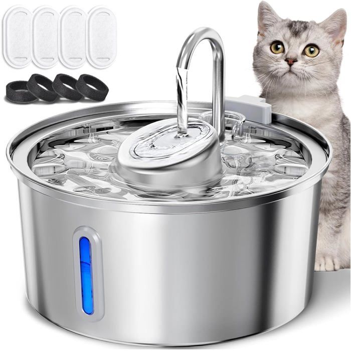 Fontaine chat inox 32 L automatique avec fenêtre niveau d’eau .