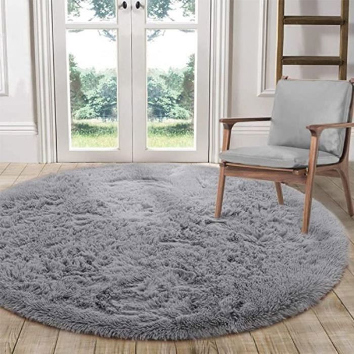 Tapis diamètre 160cm tapis rond tapis de yoga salon canapé chambre tapis de sol (gris) gris