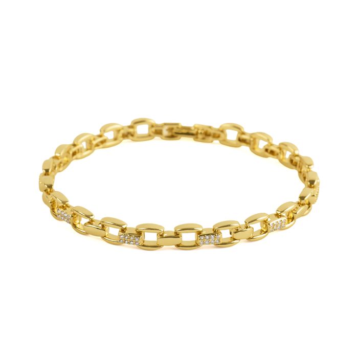 Bracelet - LUXENTER - Yaris - Or jaune 18 carats - Zircone cubique brillante - Longueur 18 cm Bracelet - LUXENTER - Yaris - Or jaune 18 carats - Zircone cubique brillante - Longueur 18 cm