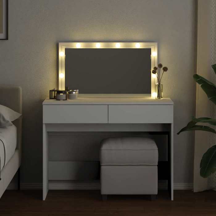 (15636)Moderne Coiffeuse avec LED blanc 100x40x120 cm poid:29.6 kg