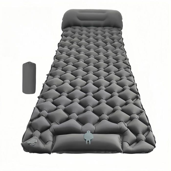 Matelas de sol gonflable ultraléger pour le camping avec pompe et oreiller intégrés–Matelas pneumatique ultraléger et résistant...